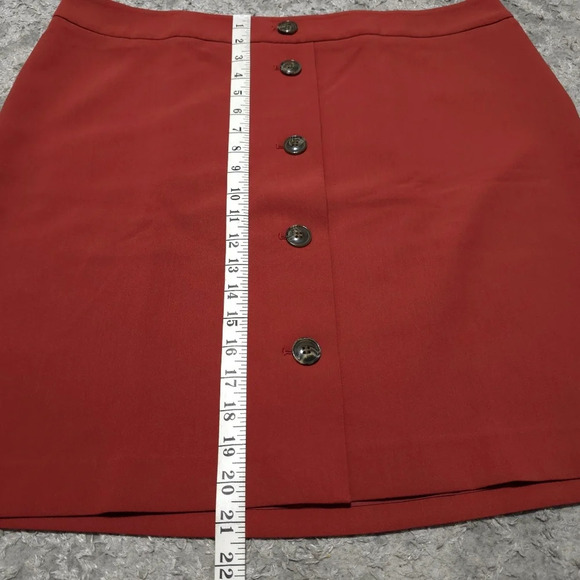 ANN TAYLOR FACTORY Nwt Rust Spice Faux Button Front Mini A-line Skirt, Size 16 - Picture 11 of 13
